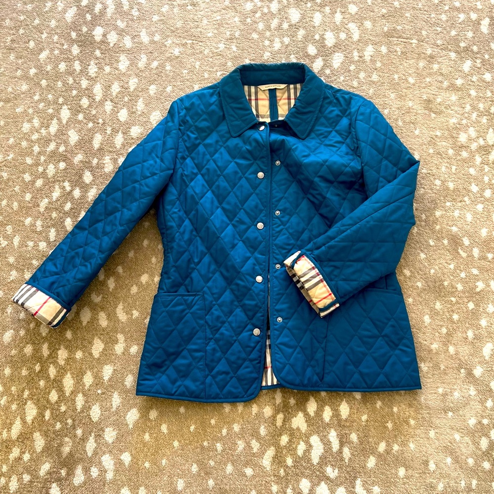 Womens’s Burberry Quilted Classic and Iconic field jacket, blue/green, size M